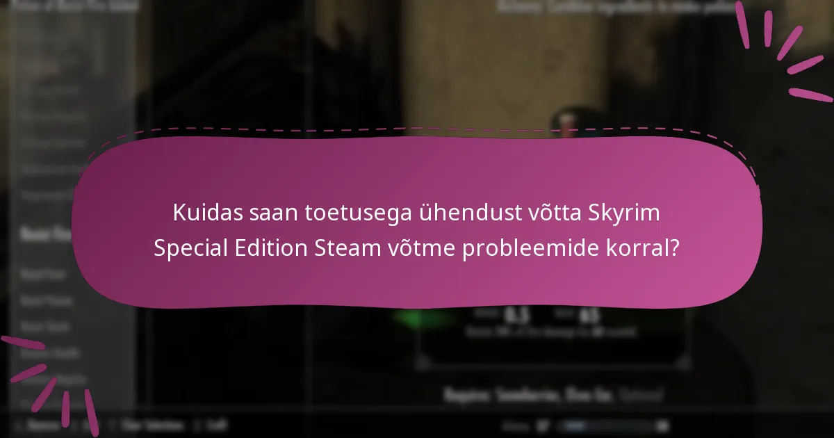 Kuidas saan toetusega ühendust võtta Skyrim Special Edition Steam võtme probleemide korral?
